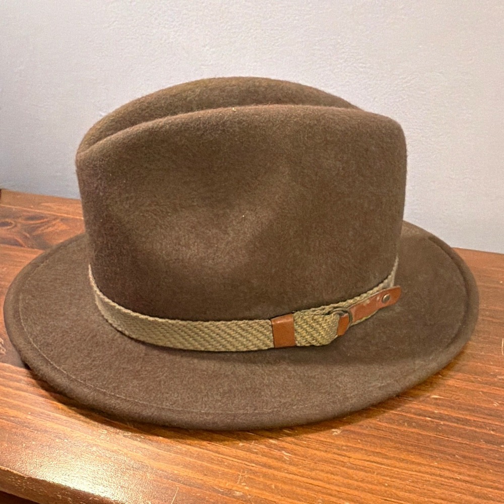 Dorfman Men Wool Felt Fedora Hat Size M Classic Style RN31905